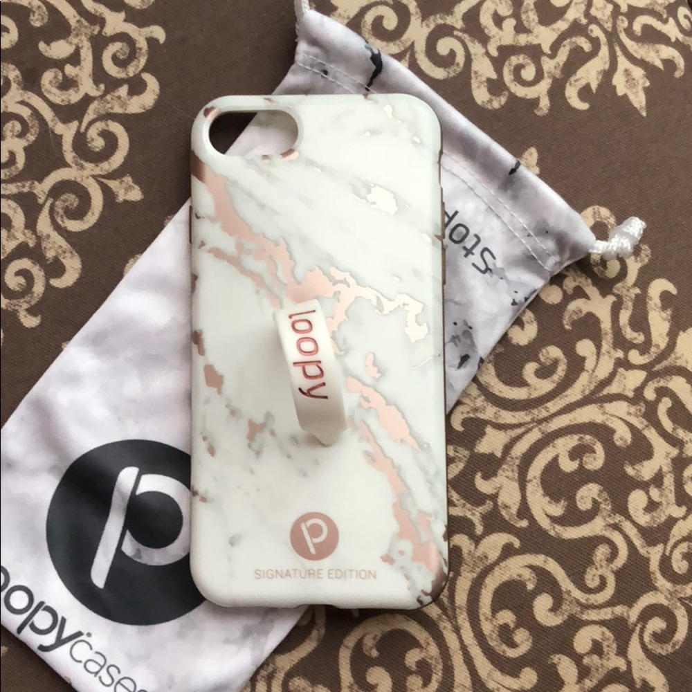 Rose gold marble loopy case 6/6s